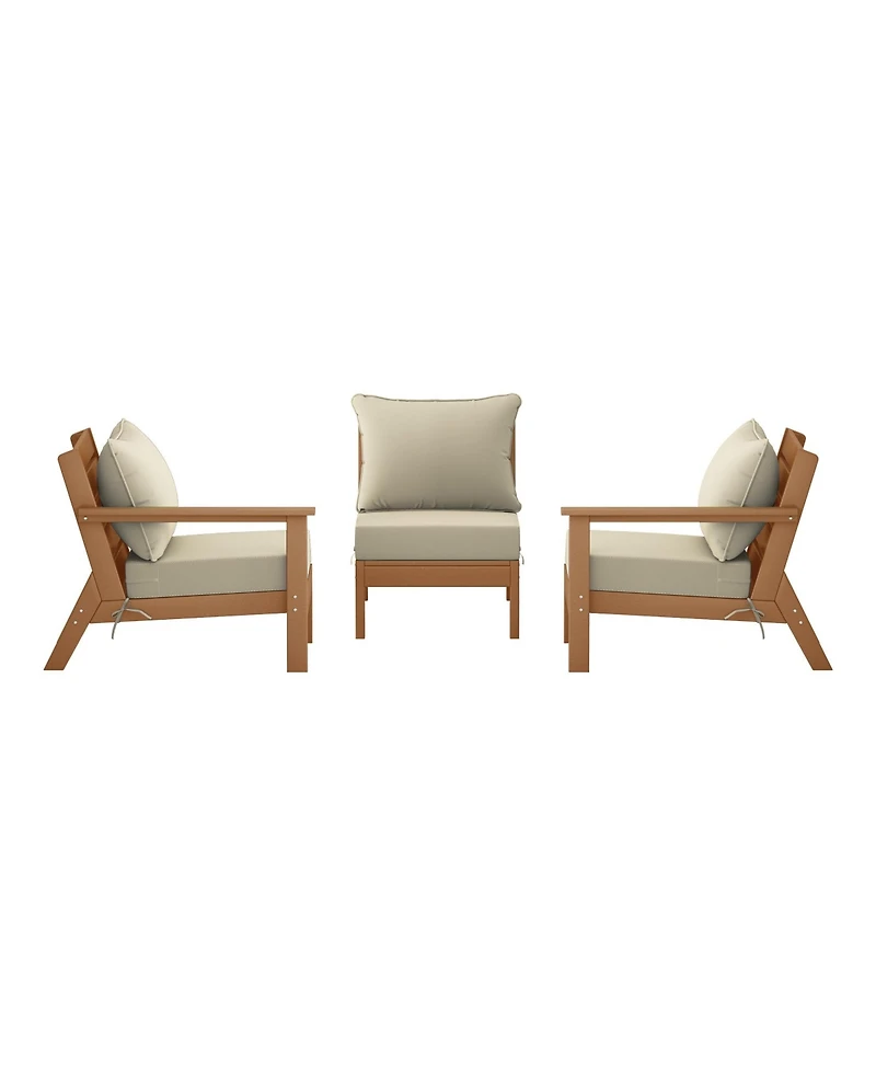 WestinTrends Outdoor Patio Hdpe Teak Sectional Sofa with Cushions
