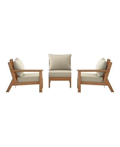 WestinTrends Outdoor Patio Hdpe Teak Sectional Sofa with Cushions