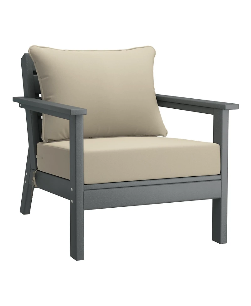 WestinTrends Outdoor Modern Hdpe Patio Club Chairs with Deep Seat Cushions (Set of 2