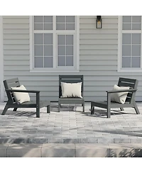 WestinTrends Outdoor Patio 3-Piece Hdpe Deep Seating Sectional Sofa