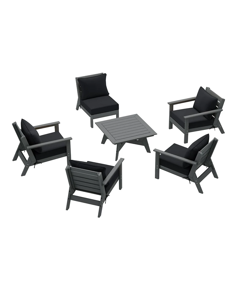 WestinTrends Outdoor 6-Piece Modular Sectional Patio Furniture Sofa Set