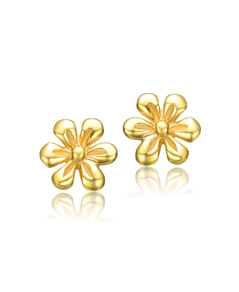 GiGiGirl Sterling Silver 14K Gold Plated Daisy Flower Stud Earrings