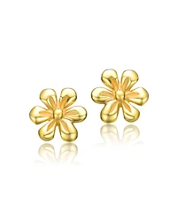 GiGiGirl Sterling Silver 14K Gold Plated Daisy Flower Stud Earrings