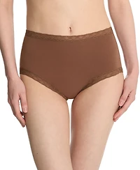 Natori Bliss Lace-Trim High Rise Cotton Brief Underwear 755058