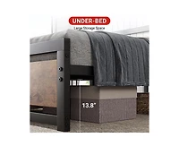 gaomon Industrial Full Size Bed Frame, Full Bed Platform with Wooden Headboard No Box Spring Needed