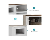 gaomon Farmhouse Tv Stand with Led Lights, Entertainment Center for 65/60/55 Inches Televisions, Tv Console with Storage Cabinets and Open Shelves
