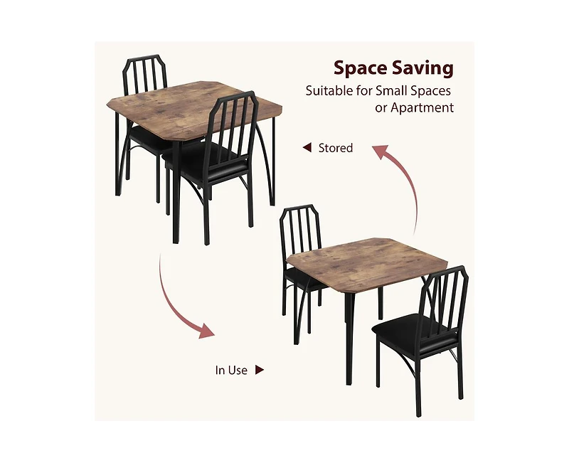 3 Pieces Dining Table Set for 2, Room Small Kitchen 2 with Upholstered Chairs, Dinner
