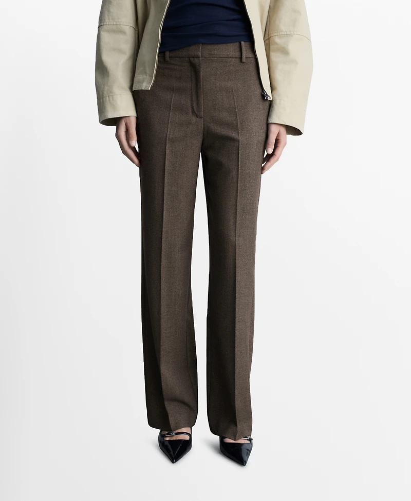 Mango Women's Flowy Straight-Fit Pants