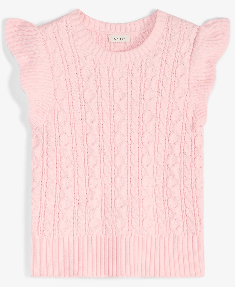 On 34th Women's Cable-Knit Flutter-Sleeve Sweater, Exclusively at Macy's