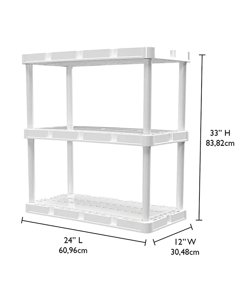 Gracious Living 3 Shelf Knect-a-Shelf Fixed Height Light Duty Storage Unit,White