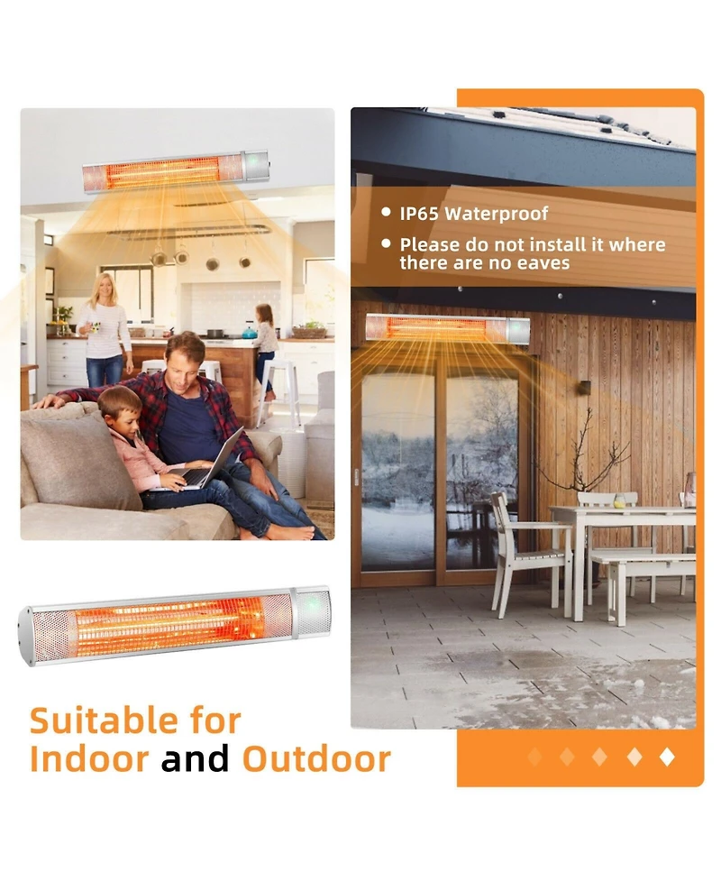 Gouun 1500W Outdoor Electric Patio Heater with Remote Control