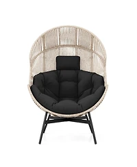 Gouun Wicker Oversized Egg Style Chair with Cushions and Headrest