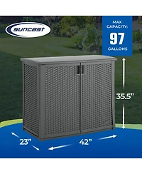 Suncast Lockable Outdoor Cabinet Deck Storage Box w/ Adjustable Shelf, Cool Gray