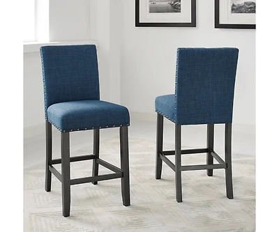 Set of 2 Counter Height Stools with Nailhead Trim-The Pop Home