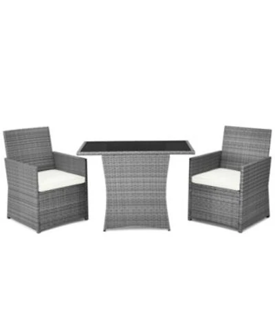 Gouun 3 Pieces Patio Rattan Furniture Set With Cushioned Sofa