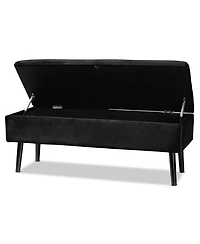 Baxton Studio Caine Modern and Contemporary Velvet Fabric Upholstered and Dark Brown Finished Wood Storage Bench