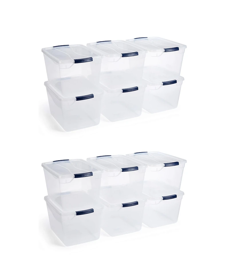 Rubbermaid Cleverstore 30 Quart Plastic Storage Tote Container w/ Lid (12 Pack)