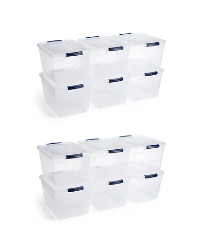 Rubbermaid Cleverstore 30 Quart Plastic Storage Tote Container w/ Lid (12 Pack)