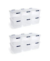 Rubbermaid Cleverstore 30 Quart Plastic Storage Tote Container w/ Lid (12 Pack)
