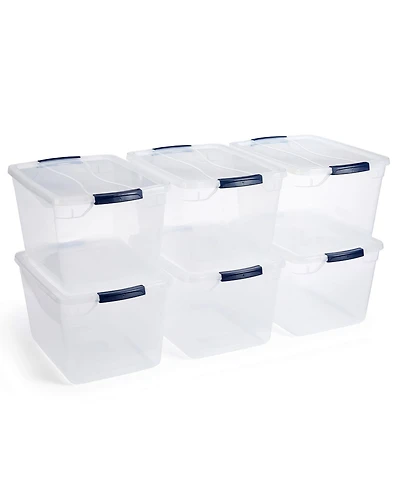 Rubbermaid Cleverstore 30 Quart Plastic Storage Tote Container with Lid (6 Pack)