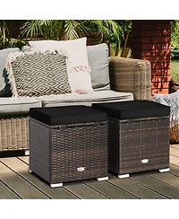 Gouun 2 Pieces Patio Ottoman with Hidden Storage Space