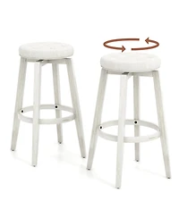 Gouun 360-Degree Swivel Upholstered Rubberwood Frame Bar Stool Set of 2 with Footrest- inches