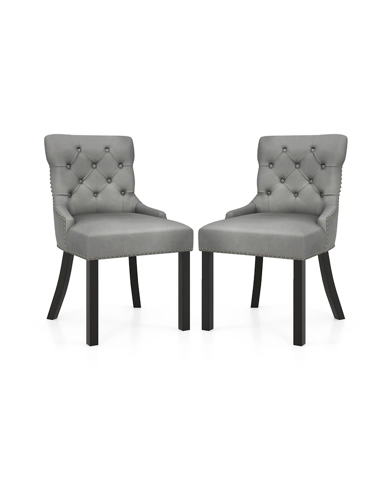 Gouun Upholstered Dining Chairs Set of 2 Tufted Wingback Chairs with Rubber Wood Legs