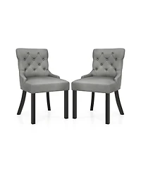 Gouun Upholstered Dining Chairs Set of 2 Tufted Wingback Chairs with Rubber Wood Legs
