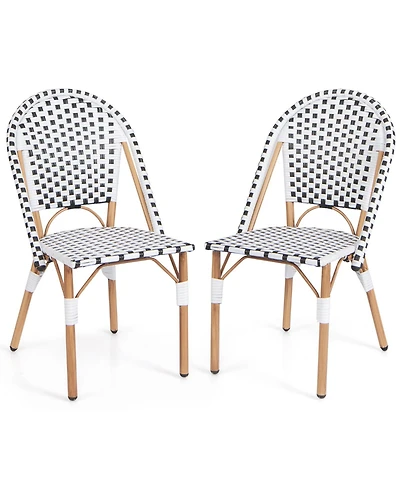 Gouun French Bistro Chair Set of 2 with Galvanized Metal Framex