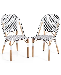 Gouun French Bistro Chair Set of 2 with Galvanized Metal Framex