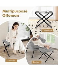 Gouun Modern Accent Chair with Folding Footrest and Head Pillow