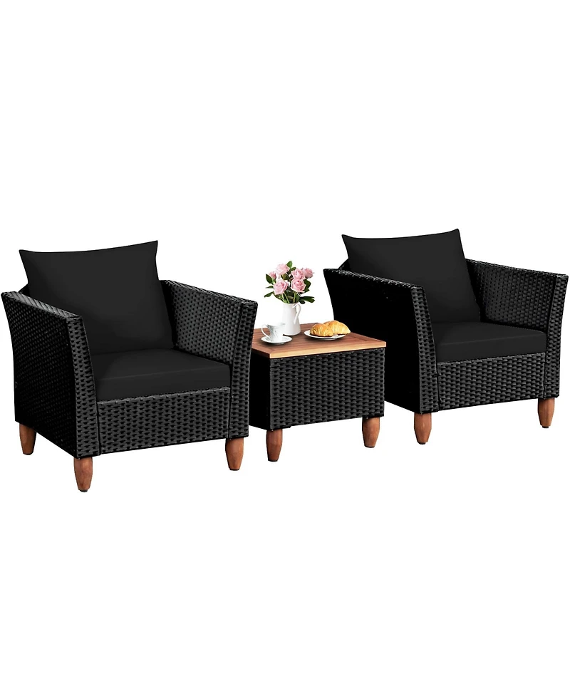 Gouun 3 Pieces Outdoor Patio Rattan Furniture Set