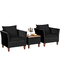 Gouun 3 Pieces Outdoor Patio Rattan Furniture Set