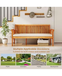Gouun 62.5 Inches Patio 3-Seat Wood Bench with Soft Seat Cushions
