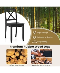 Gouun Wood Dining Chair Set of 2 with Rubber Wood Legs and Curved Backrest