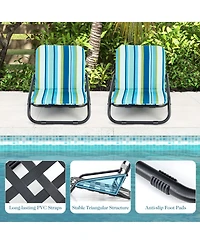 Gouun 2 Pack Low Folding Beach Chairs for Adults with Cushion