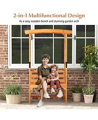 Gouun 6.2 Feet Tall Patio Garden Arbor with Pergola and 2-Seat Bench for Garden Lawn Backyard Decoration
