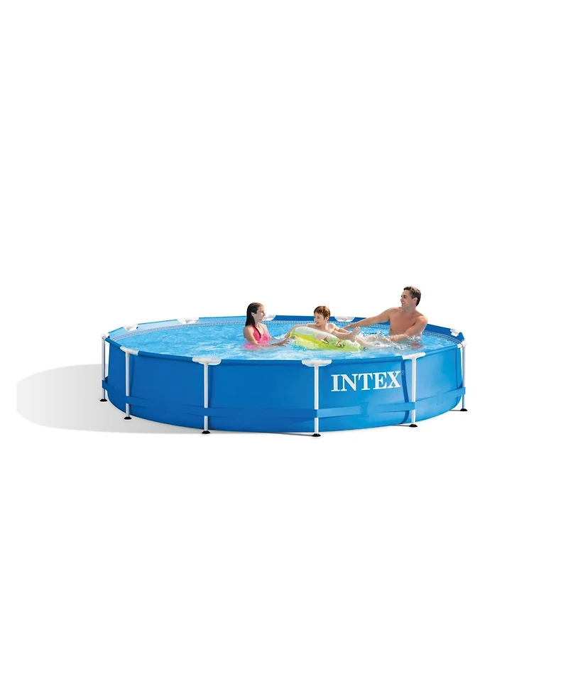 Intex 12' x 30" Metal Frame Above Ground Swimming Pool with Filter and Cover