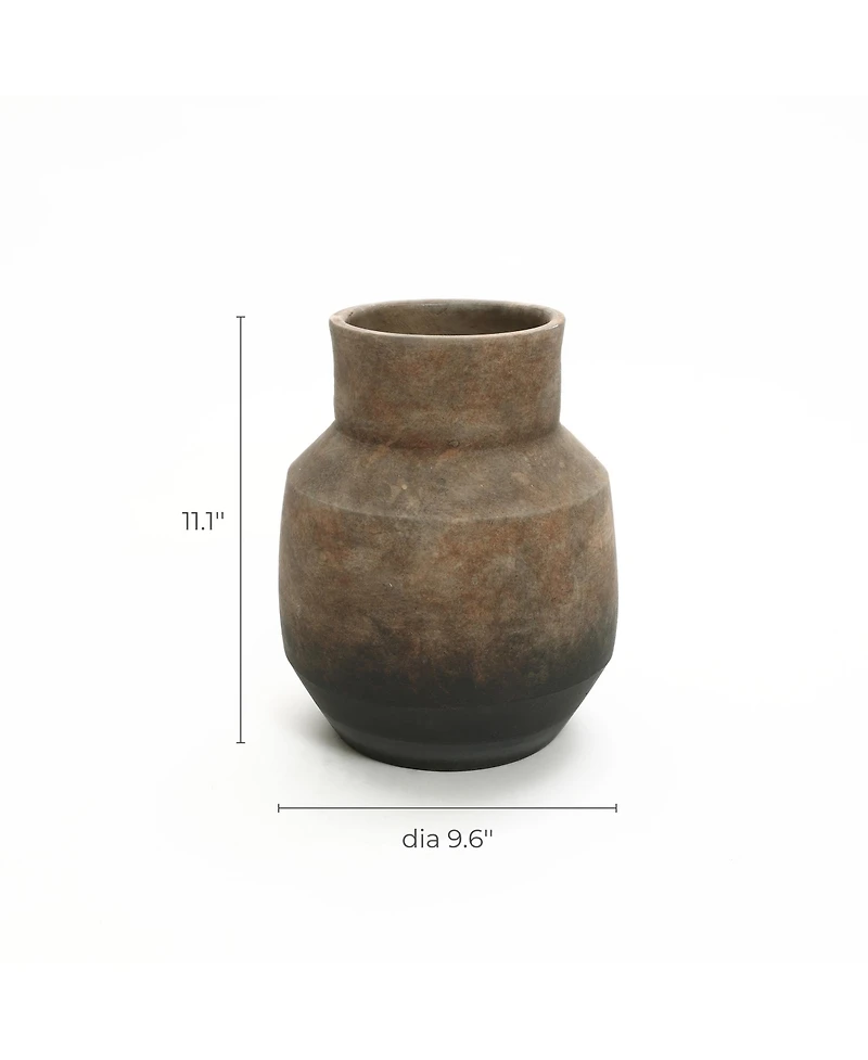 LuxenHome Brown Ombre Terracotta Round Vase