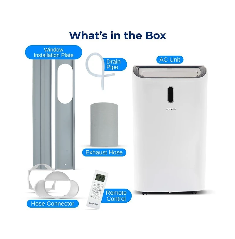 SereneLife Portable Air Conditioner, 14000 Btu, Dehumidifier & Fan Modes