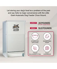 Pet Lodge Dry Food Automatic Steel Dog Feeder Chow Hound 25 Pound Capacity