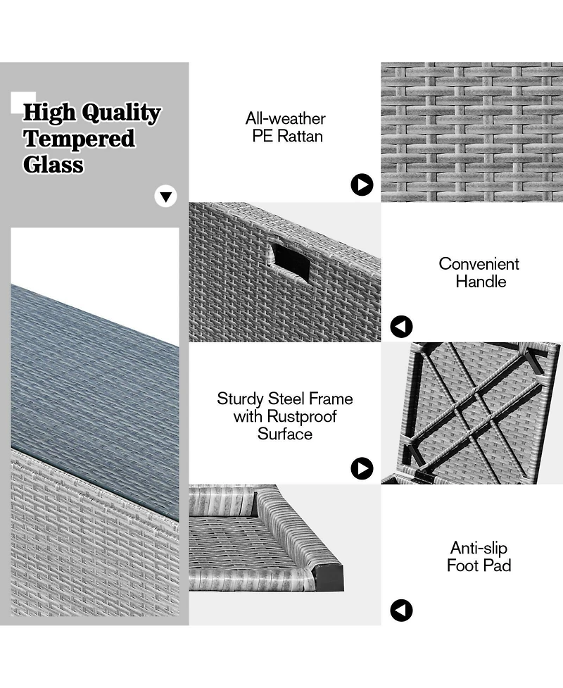 Gouun 8 Pieces Patio Rattan Furniture Set with Storage Waterproof Cover and Cushion