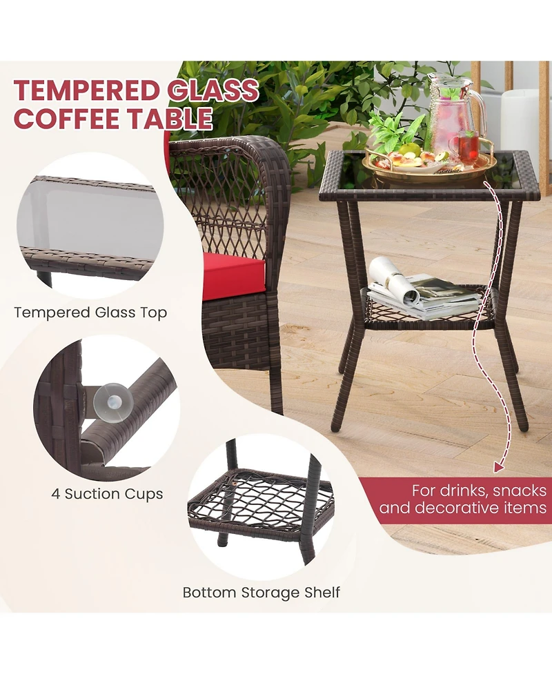 Gouun 3 Pieces Rocking Bistro Set with 2-Tier Table