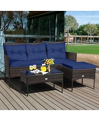 Gouun 3 Pieces Patio Furniture Sectional Set with 5 Cozy Cushions