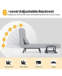 Gouun Folding 6 Position Convertible Sleeper Bed Armchair Lounge Couch with Pillow
