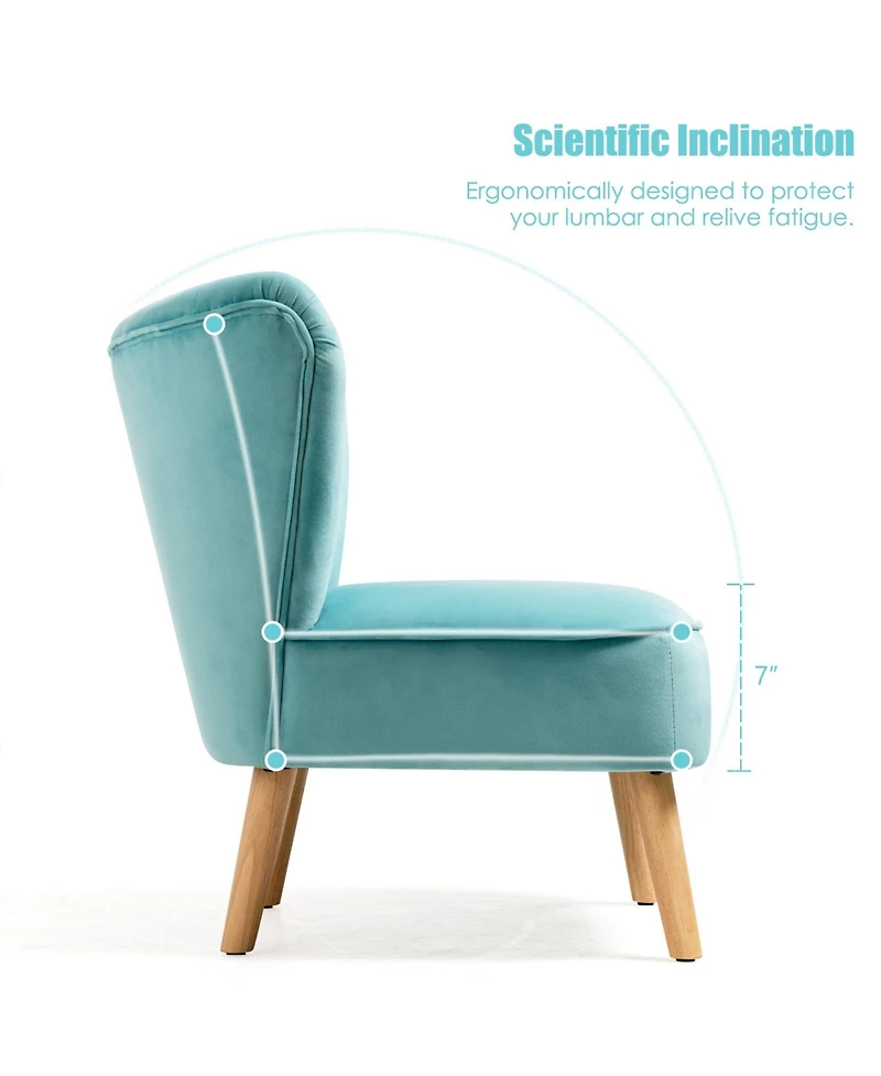 Gouun Modern Armless Velvet Accent Chair with Wood Legs