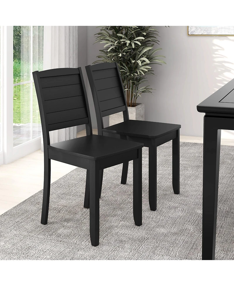 Gouun Wood Dining Chair Set of 2 Armless Kitchen Chairs with Rubber Wood Legs