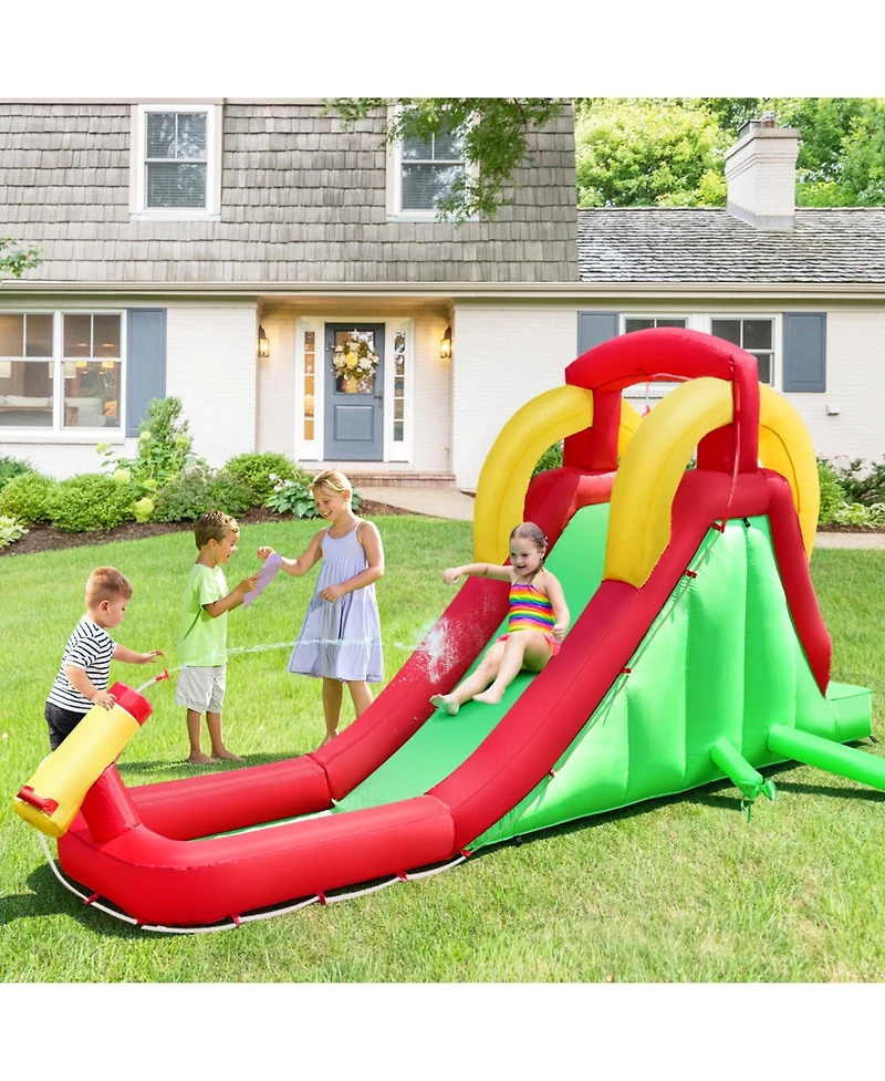 Gouun Inflatable Water Slide Bounce House with Climbing Wall Jumper and 480W Blower