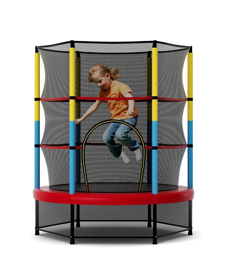 55 Inch Mini Trampoline for Kids with Safety Enclosure Net for Indoor Outdoor