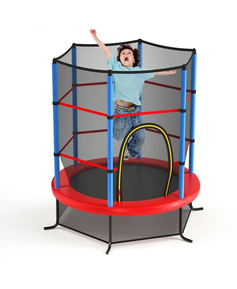 Gouun 55 Inch Kids Recreational Trampoline Bouncing Jumping Mat with Enclosure Net